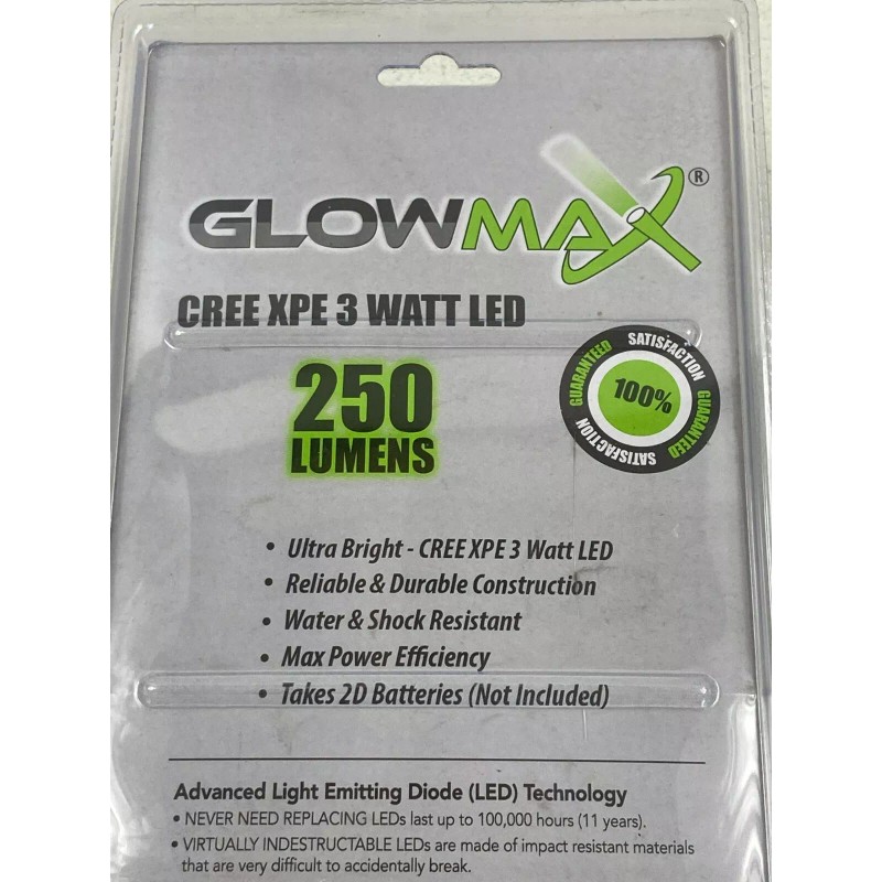 GlowMax 250 Lumens LED 2D Flashlight. Cree XPE 3 Watt