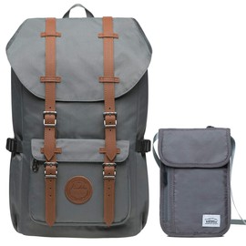 Kaukko Backpack for Men, Women and Students 17 Inch Backpack for 15 Inch Notebook, Casual Daypack, Grey set Ki02+ep5-11