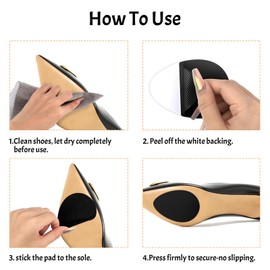Non-Slip Shoes Pads, Self-Adhesive Shoe Grips on Bottom of Shoes, High Heels Anti-Skid Shoe Grips Stickers, Silicone Shoe Sole Protectors (Black 6PCS)