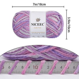 NICEEC 3 Skeins Bulky Acrylic Yarn Soft Colorful Yarn for Crocheting Quality Yarn Bulky Yarn Multicolored Yarn for Knitting -Total Length 3×120 yds/3×5.3oz-Grape