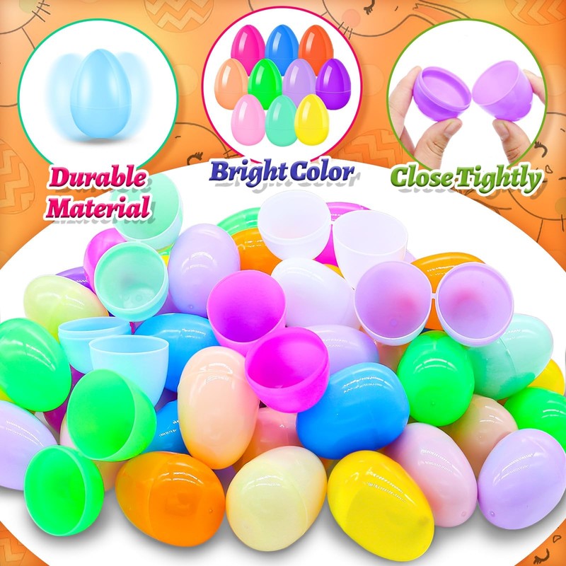 50Pcs Empty Plastic Easter Eggs - Party Decorations, Printed Shells,