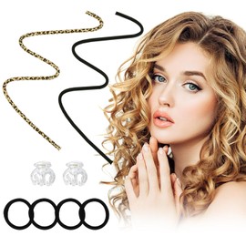 Rizadora para Cabello Sin Calor, 2 Piezas ondas Sin Calor con Pinzas y Banda Elstica, Cabello Sin Calor para Dormir para Olas Finas, Espuma Suave...  