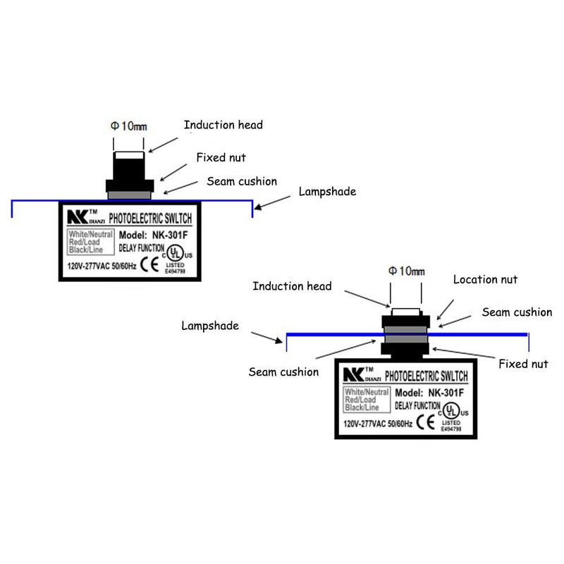 KOOBOOK 2Pcs AC 120-277V Photoelectric Switch Dusk to Dawn Button