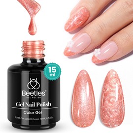 Beetles Orange Gel Nail Polish - Vibrant Spring & Summer Soak-Off U V/LED Gel for DIY & Salon Manicures 15ml 0.51 FL.OZ