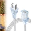 Short Clear Extension Cord 3FT, 1 Pack Single Skinny Extension