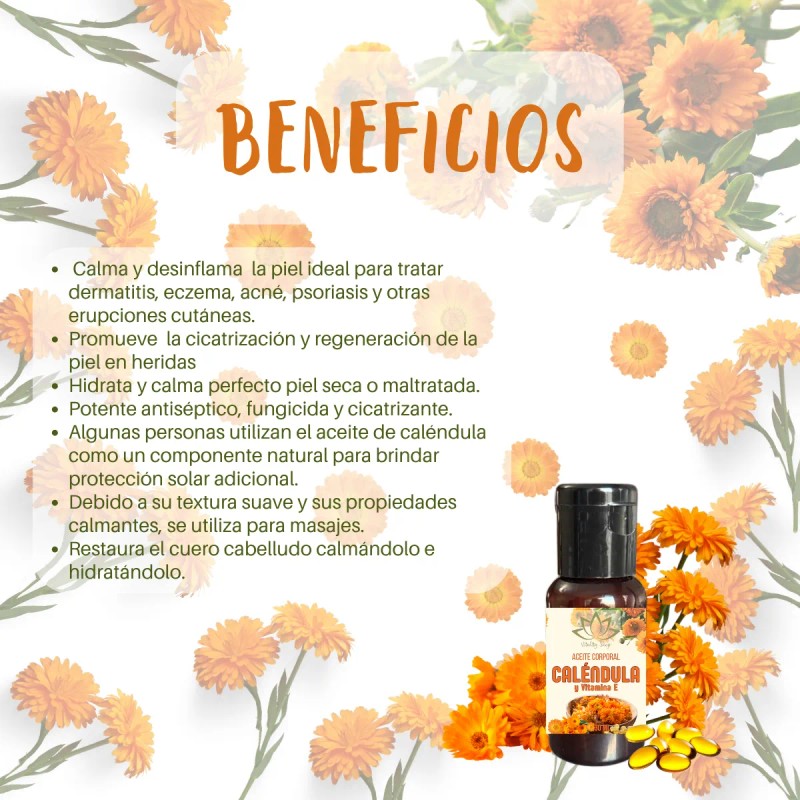Aceite Orgánico De Caléndula P Masaje Facial Elimina Toxinas Caléndula