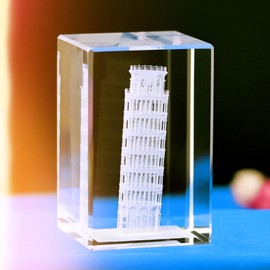 BOOFIRE Crystal Statue of Liberty Figurine/Empire State Building Statue of New York 3D Etched Crystal Cube Engraving for Home Decoration Travel Gift. (Eiffel Tower)