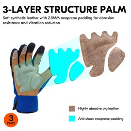 Vgo... 2-Pairs Gardening Gloves Men, Safety Work Gloves, Puncture-proof, Thornproof, Touchscreen(Orange,M,SL7475)
