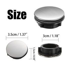 2 Pack Kitchen Tap Hole Cover Stainless Steel Sink Tap Hole Plate Stopper Cover Blanking Metal Plug for Dia 0.98 to 1.18 inch (35mm Short)