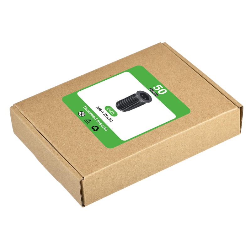 sourcing map 50Pcs Threaded Inserts, M8-1.25x30 Zinc Plated Carbon Steel