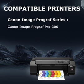 DOUBLE D PFI-300 Ink Cartirdges for Canon PFI300 Ink PFI-300MBK PFI-300PBK PFI-300C PFI-300M PFI-300Y PFI-300PM PFI-300PC PFI-300R PFI-300GY PFI-300CO Compatible for Canon imagePROGRAF PRO-300,10PK