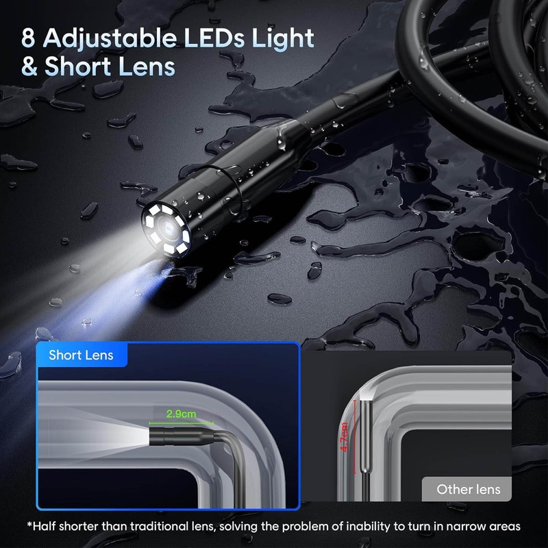 Endoscope Camera 4.3 Inch HD 1080P Inspection Snake Camera with