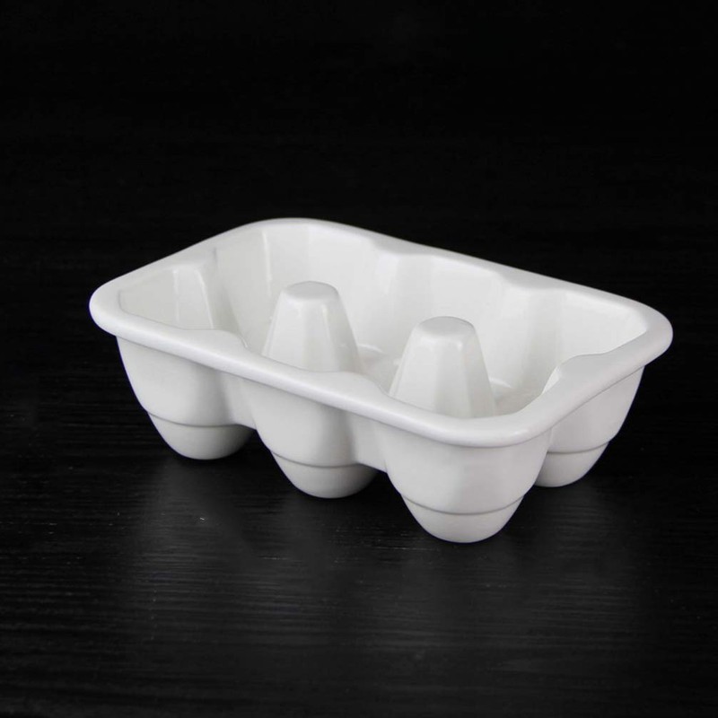 Cabilock Ceramic 6 Cup Egg Holder Half Dozen White Porcelain
