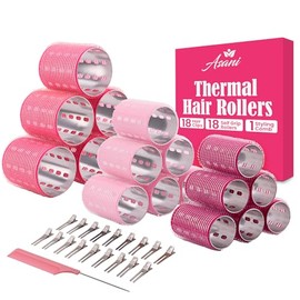 Thermal Rollers for Hair - 37pc Set - 18 Self-Grip Hair Rollers with 18 Clips and Styling Comb - Aluminum Thermal Hair Rollers for Volume and All-Day 