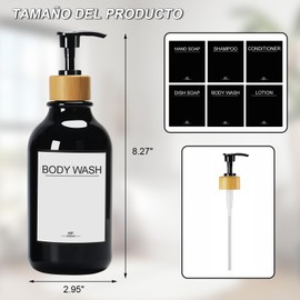 HAPEMEIN Dispensador de Jabon Baño de 3 Piezas de 500 ml,Despachador de Jabon Liquido Dispensadores de Ducha Shampoo, Acondicionador y JabonLiquido (Negro)