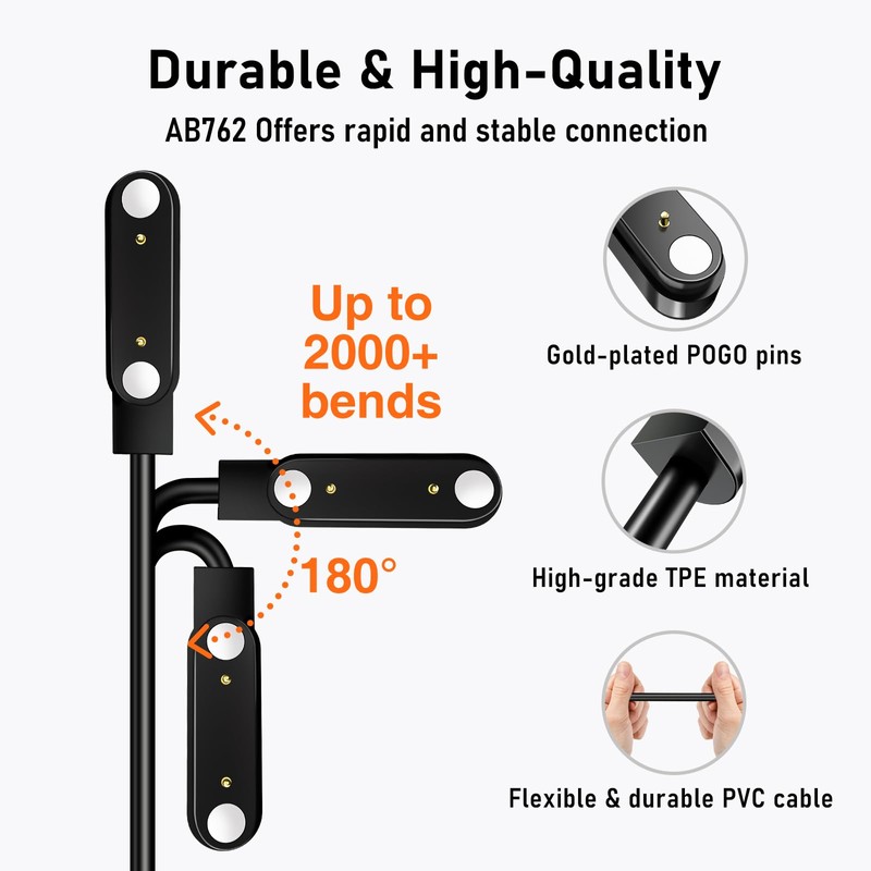 Audiovance 2PCS Reversible Magnetic Charging Cable AB762, Black