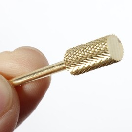 Follsy Electric Cylindrical Nail Drill Bit Gold Carbide Nail File Drill Bits & Blue Headband