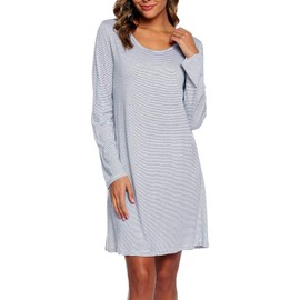ENJOYNIGHT Women's Long-Sleeved Cotton Sleep Shirt, Print Sleepshirt, Sleepwear, Nightdress, line