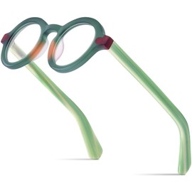 HEPIDEM Multicolor Acetate Glasses Frame Women Vintage Round Eyeglasses Men Optical Spectacles 9270 (9272 Green, Clear)
