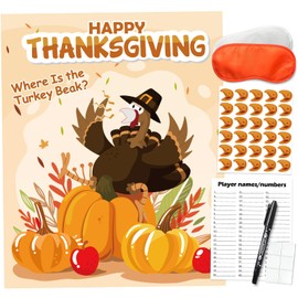 PARTYLOUD Thanksgiving Games for Family, Pin The Beak on The Turkey, Friendsgiving Party Games Activities Party Supplies Favors for Kids Adults Toddlers Preschool Party
