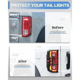ROADER Tail Light Cover Guards Fit for Ford Bronco 2021 2022 2023 2024, Rear Light Cover Protector Compatible with Ford Bronco Exterior Accessories 2/4 Door, Black (Exclude Bronco Sport)