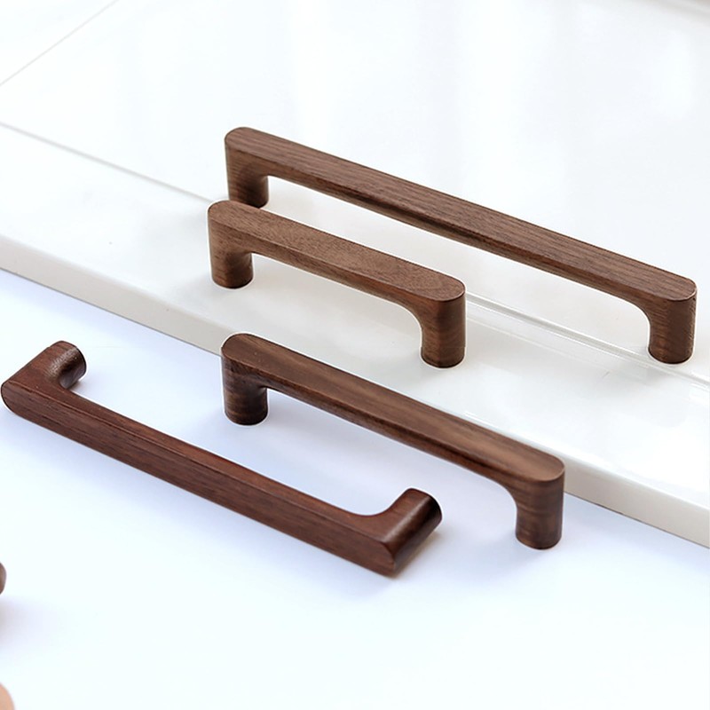 KOVNISE Cabinet Pulls Solid Wood Pulls Dark Walnut Original Wood
