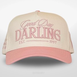 Vintage Fashion Trucker Hat | Women | Embroidered Western Trendy Baseball Caps | Country Cute Retro Hats for Cowgirls & Cowboys | Red Pink Cotton | Snapback Hat (Good Day Darling | Pink)
