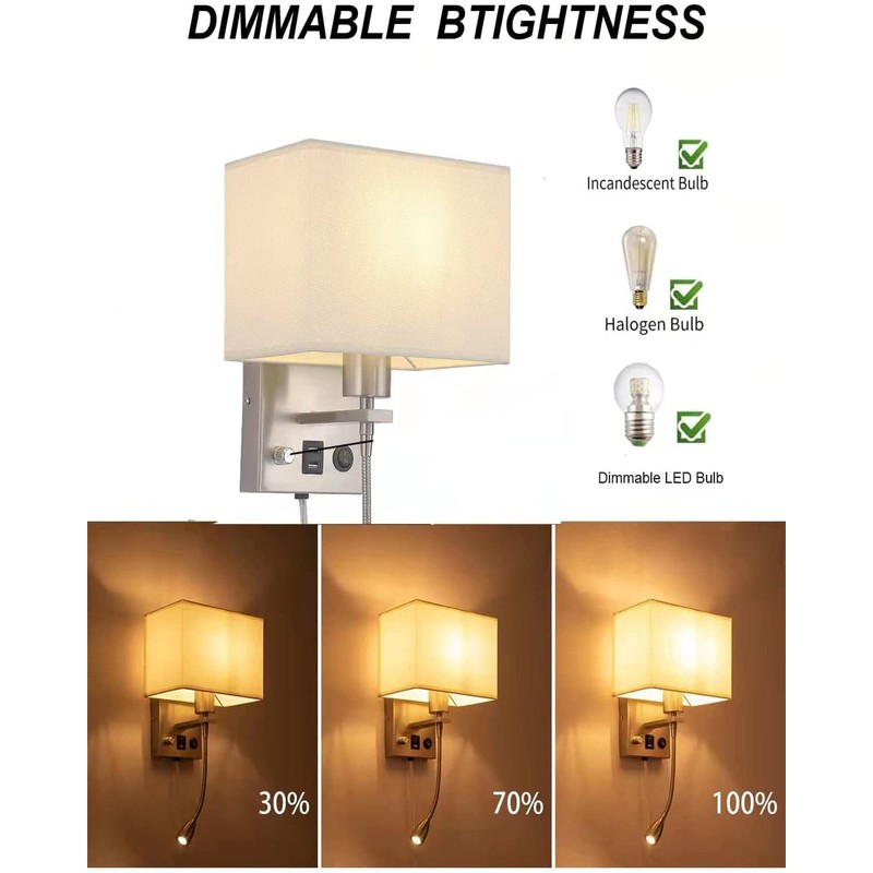 Galtlap Wall Sconce Plug in Cord Set of 2, Bedside