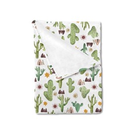 Green Cactus Sun Mountain Baby Blanket for Boys Girls Desert Cactus Tribal Flannel Super Soft Receiving Blankets Warm Swaddle Blanket Bedding Blankets Toddler Infant Newborn Nursery Crib 30x40