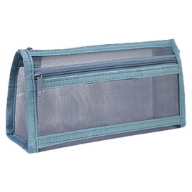 HPONEZJ Pencil Case Transparent Mesh Pencil Case Colourful Pencil Case Large Capacity Pouch Bag 2 Compartments Pen Bag Office School Pencil Bag School Pencil Case for Children Teenagers Adults, blue