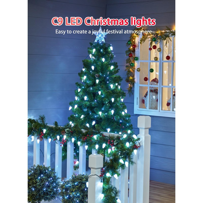 C9 Christmas Lights Outdoor, 114 Feet 150 LED C9 String