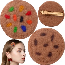 2pcs Chocolate Chip Felt Cookies Hair Clips Funny Creative Cookie Biscuit Hairpin Barrettes Simulated Food Alligator Clip for Women DIY Hairstyle Accessories Decoration