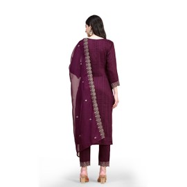 TRENDMALLS Women's Cotton Kurta Pant Suit Set (UKTM.G148-Purple-XL)