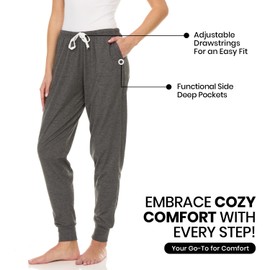 Essential Elements 3 Pack: Womens Cotton Joggers - 100% Cotton Lounge Athletic Casual Sleep Casual Pajama PJ Pants Sweatpants, Set E, Medium