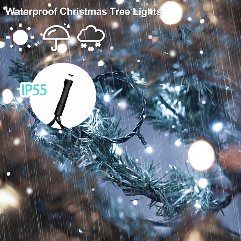 aneeway Christmas Tree Lights Cold White, 400LED 2m 16 Strands