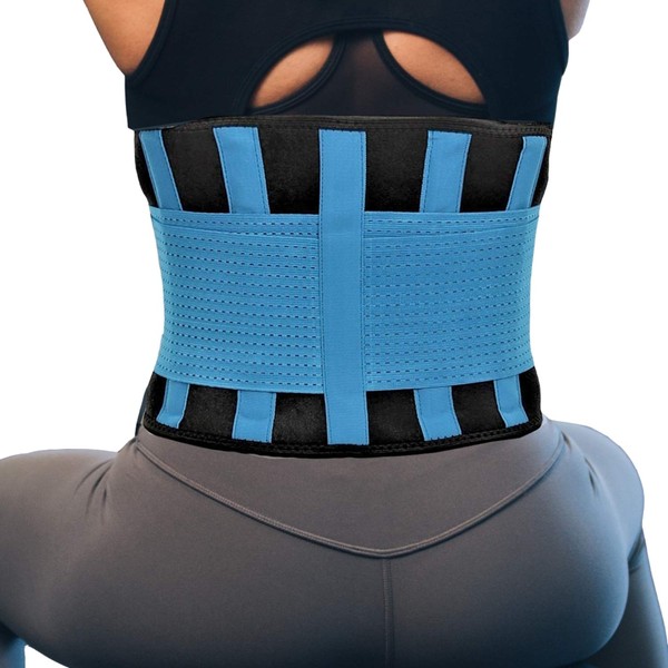 RiptGear Back Brace for Men and Women - Designed to Support Lower Back - Breathable Adjustable Anti-Skid Lumbar Support Belt (Blue, XXX-Large)