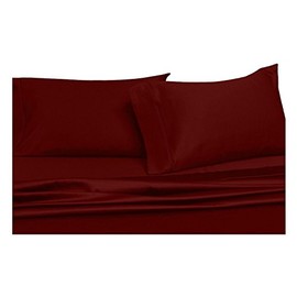 Royal Hotel Bedding Cotton Pillowcases, 2PC Pillow Cases, 100% Cotton, 300 Thread Count, Sateen Solid - Burgundy - Standard Size