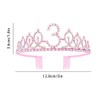 Ceqiny 3rd Birthday Sash and Tiara Crown Pink Crystal Birthday