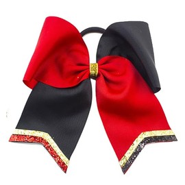 Girls cheer bows cheer bow Hair Bows Ponytail Holder Elastic Hair Ties, Glitter Large Cheer Hair Bows.(FS17) (Red/Black)