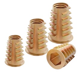 Qrity 20 Pcs Hex Socket Screw-in Nuts Fastener M8x20mm, Zinc Alloy Ladder-shaped Threaded Insert Nuts, Interface Hex Socket Drive