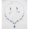 Faship Gorgeous Blue Rhinestone Crystal Floral Necklace Earrings Set -