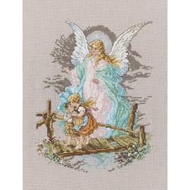 Janlynn Cross Stitch Kit, 8.125-Inch by 7-1/2-Inch, Guardian Angel,White