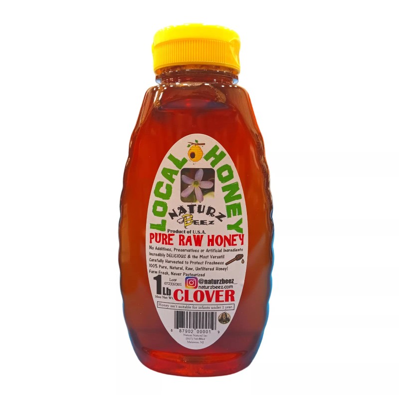 Naturz Beez RAW HONEY CLOVER 1LB 454g Squeeze Bottle 100%