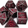 HAOMEJA メタルダイスセット 7匹のドラゴン 多面体ダイス DND ダイス D&D ダンジョンズ&ドラゴンに適用(ブラック ダークレッド)