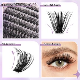MOTIBACK Wimpern Extensions Set - 240 Pcs DIY Lash Extension Set mit 10-18 mm für Damen | Selbstklebende Künstliche Wimpern inkl. Wimpernkleber, Präzisionspinzette, Applikator & Bürste-391