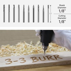 Mini Carbide Burrs Set 1/8’’ Shank Solid Tungsten Carbide Burrs with 1/8’’ Cutting Head Double Cut Rotary File for Die Grinder Rotary Drill Tool 20pcs for Carving Grinding Engraving Polishing Bit