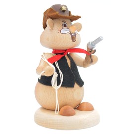 Kuhnert - Hamster Smoker Figurine Solid Wood Turned 13 cm (Cowboy)