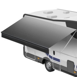 Heavy-Duty 18 oz Weatherproof Vinyl Camper Awning Fabric RV Awning Replacement 17 (Fabric 16 2") UPF50+ ProtectionSize: Size Fits 17 ft Rollers, color: Gradient Black Color