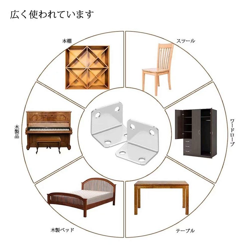 Doyeemei l字金具 10個入り M4*16ネジ40個付き 角かっこ 家具棚L字型直角鉄製ブラケット ステンレス製 家具ブロンズトーン用 Ｌ字アングルブラケット 棚受け金具