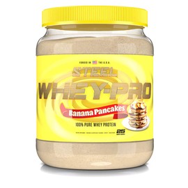 Steel Supplements Whey-Pro | 100% Pure Whey Protein Powder for Men and Women | Banana Pancakes | Muscle Gain & Lean Muscle Recovery | Gluten Free | 1.43 lbs | BCAA 5g | 25 Servings